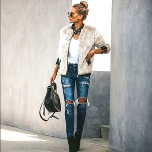 Vici Collection - Faux Fur/ Leather Jacket - Medium